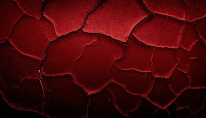 Scary Red and black horror background. Dark grunge red concrete. Toned stone background with cracks. Dark red grunge banner with a cracked concrete wall surface texture.