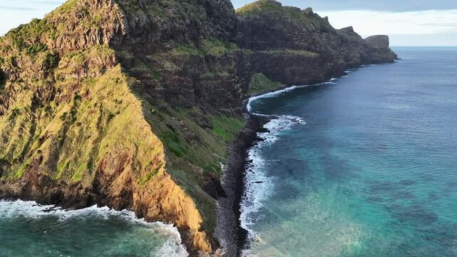 Aerial footage of Lord Howe island from North end looking down towards Kim's lookout