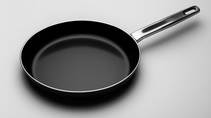 Sleek modern nonstick frying pan on white background