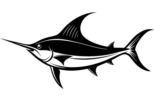 recommend clip art: Marlin sea fish silhouette vector illustration