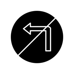 no turn left glyph icon