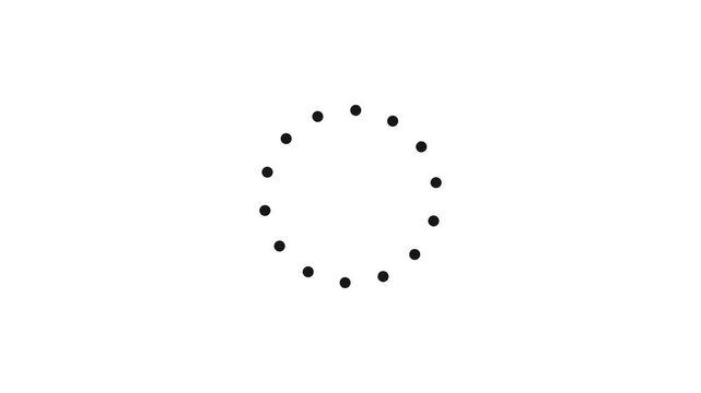 Black circular dots rotating loading animation. Loading animation
