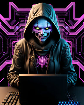 Concetto di Cybersecurity: Hacker che viola un sistema e ruba dati sensibili	