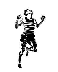 Runner runs and wins, vector abstract illustration 