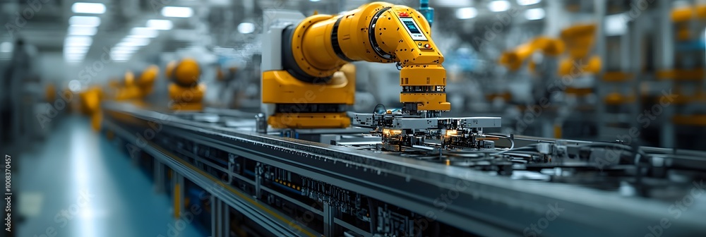 Leinwandbilder a robotic arm maneuvering with precision in an advanced,fully-automated factory assembly line,showca