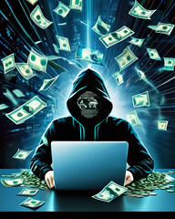 Concetto di Cybersecurity: Hacker che viola un sistema e ruba dati sensibili	