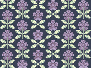 Art & Illustration repetitive geometric flower and leaf pattern.