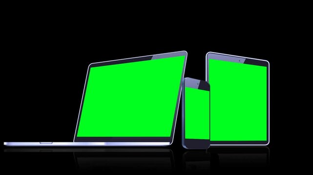 digital device with green screen. you can use your content on the green screen. alpha video