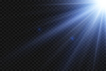 Fototapeta premium Light star and glare of light. Rays of light effect. On a transparent background.