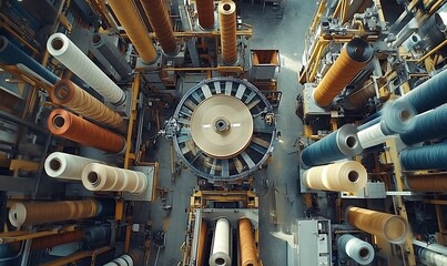 Industrial Spool Factory Overhead View