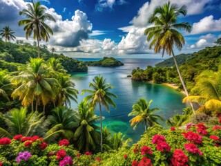 Fototapeta premium Breathtaking Tropical Landscapes of Latin America Showcasing Lush Flora and Scenic Natural Beauty