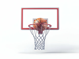 3D Basketball Hoop Illustration - Ball Swish