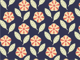 Art & Illustration repetitive geometric flower and leaf pattern.