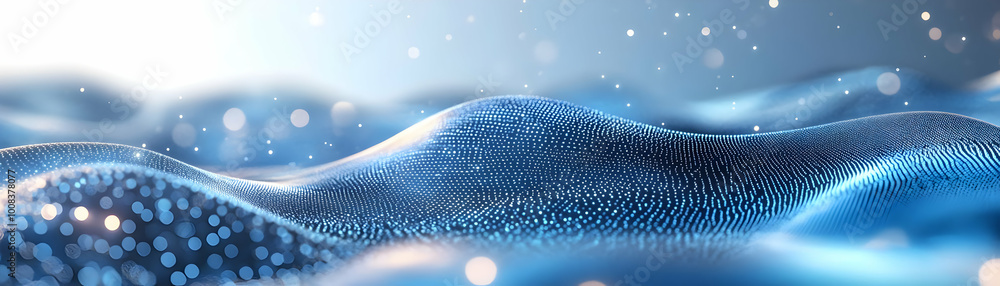 Poster abstract background - blue digital wave with bokeh effect