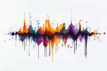 Fototapeta premium Colorful watercolor skyline with artistic splashes