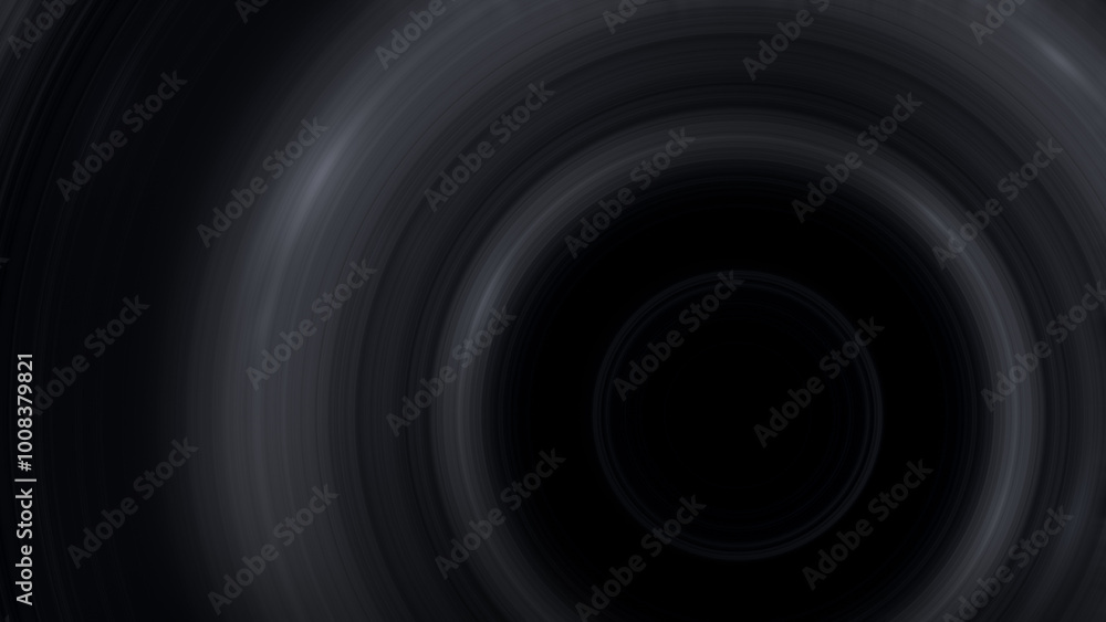 Poster pattern of gray concentric radial circles on black background. abstract high resolution full frame d