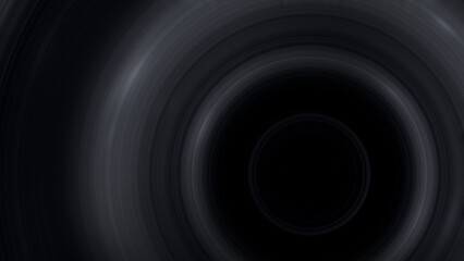 Pattern of gray concentric radial circles on black background. Abstract high resolution full frame dark and modern background with copy space.