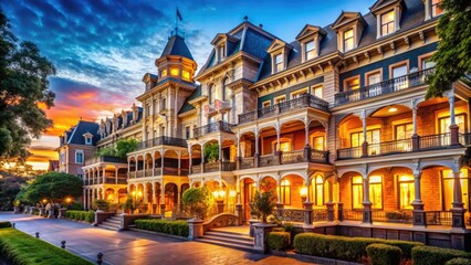 Fototapeta premium Charming Historical Hotels Showcasing Timeless Architecture and Unique Character Across Generations
