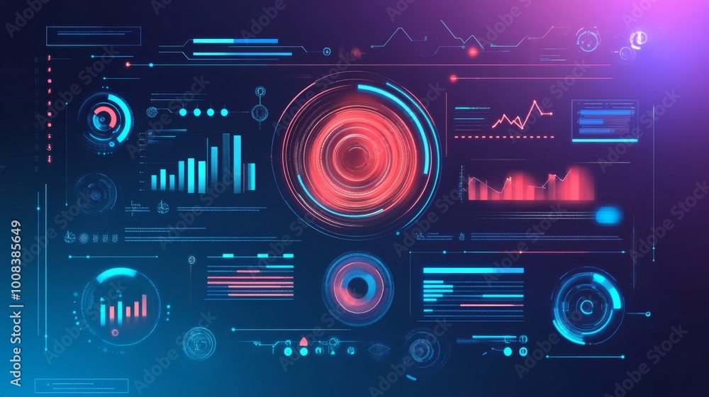 Poster futuristic data visualization and user interface design