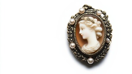 Antique Cameo Brooch with Pearl Accents