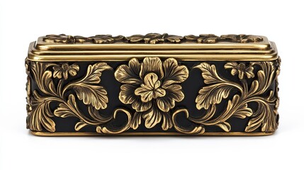 Ornate Gold and Black Floral Box