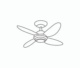  vector continuous line drawing of the ceiling fan 