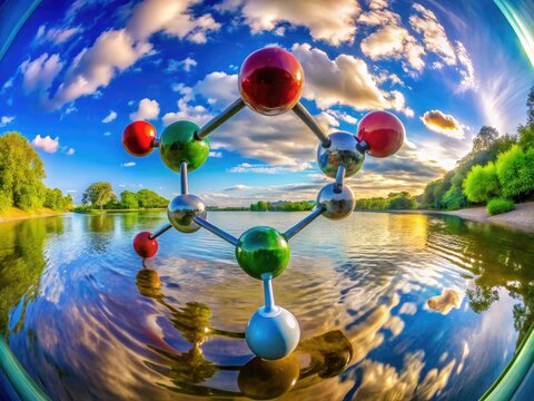 Chlorine Dioxide Molecule Structure and Chemical Formula Representing Disinfectant Properties