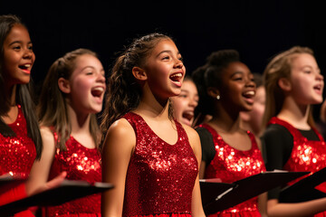 Fototapeta premium Youth Choir Performing at Community Event in Formal Attire 
