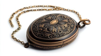 Antique Ornate Pocket Watch With Chain