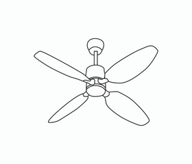  vector continuous line drawing of the ceiling fan 