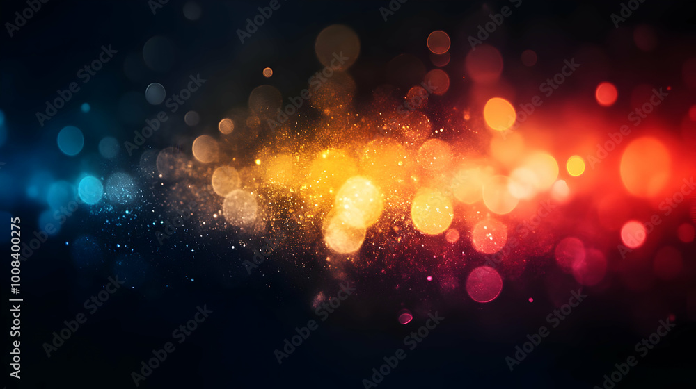 Poster abstract background with colorful bokeh and glitter effects