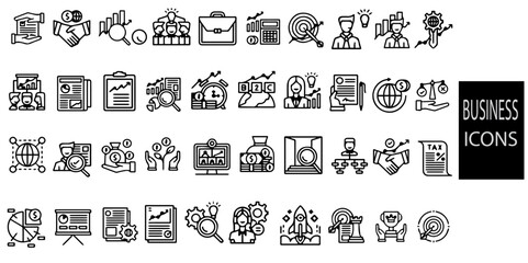 Business simple concept 40 icons set.Vector illustration.