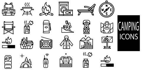 Camping icons simple concept 32 icons set.Vector illustration.