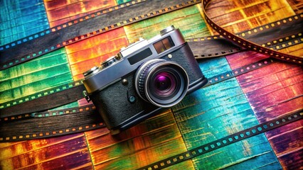 Fototapeta premium Color Film Roll on a Vintage Background Perfect for Photography and Creative Art Projects