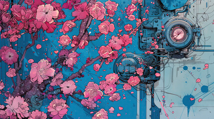 generative ai, background, spring, tree, flower, nature, blossom, pink, branch, plant, cherry, bloom, blooming, leaf, season, flowers, beauty, floral, garden, summer, sakura, flora, autumn, decoratio,