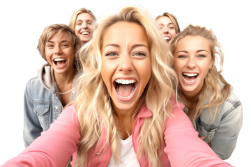Fototapeta premium Young Woman Taking a Selfie with Friends 