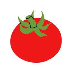 Colorful hand drawn illustration of a red tomato, ideal for recipe book and menu