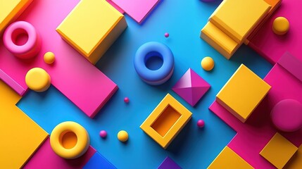 Obraz premium Abstract background 3d multicolored geometric shapes, saturated colors