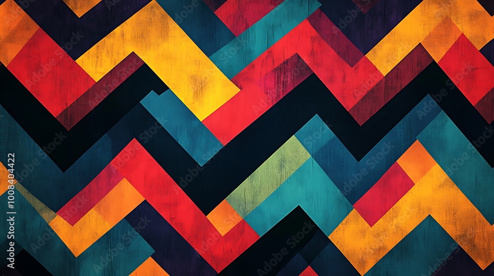 Poster radiant multicolor zigzag pattern with lively abstract design for vibrant spaces
