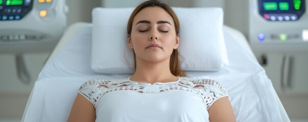 Patient undergoing spinal decompression therapy for herniated disc pain relief, non-surgical treatment, spinal rehabilitation