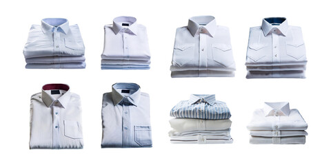 Neatly Folded Shirts in Various Styles and Colors