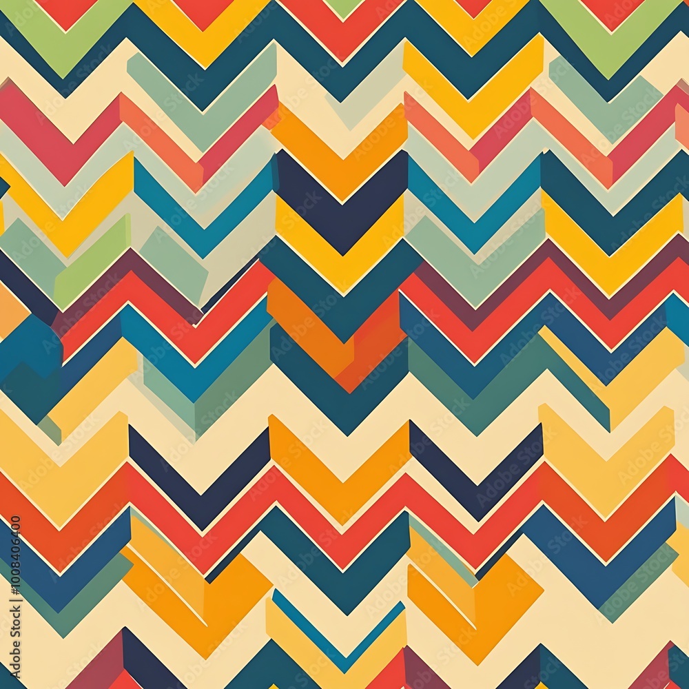 Poster refreshing zigzag pattern featuring bright multicolor elements in abstract artwork