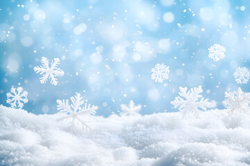 Blue Winter snow background. Generative Ai.