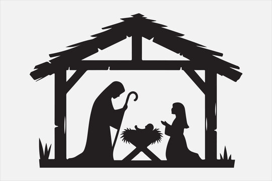 recommend clip art: Silhouette of a nativity scene baby Jesus