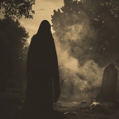 Eerie Figure in a Darkened Room