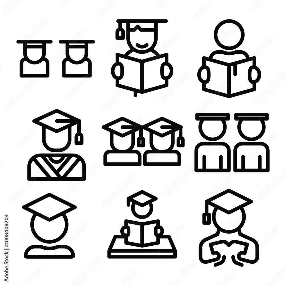 Poster student icon or logo design isolated sign symbol vector illustration - high quality line style vecto