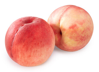 Hakuho pink Peach on white background, Peach premium fruit isolate on white with clipping path.