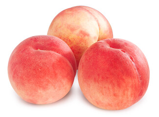 Hakuho pink Peach on white background, Peach premium fruit isolate on white with clipping path.