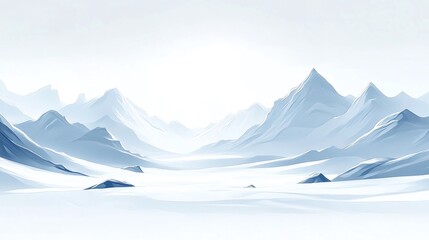 a painting of a mountain range with snow and ice in the background.