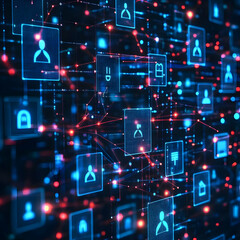 Abstract Illustration of Network Security with Data Connections